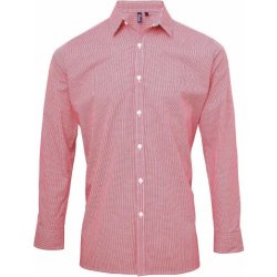 Premier Workwear pánská popelínová košile gingham s drobným kostkovaným vzorem PW220 červená bílá