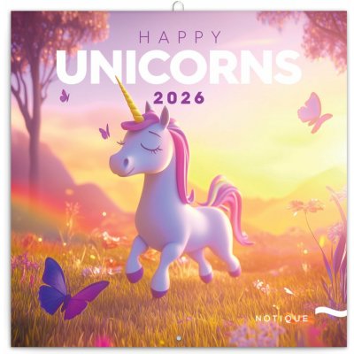 poznámkový Veselí jednorožci 30 x 30 cm 2026 – Zboží Dáma