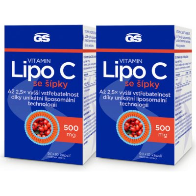 GS Vitamin Lipo C 500 mg se šípky 2 x 90+10 kapslí – Hledejceny.cz