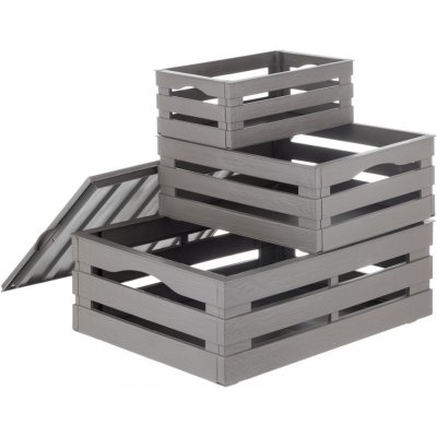 Bama Plastová dekorativní bedýnka TINA 3 - barva hnědá – Sleviste.cz