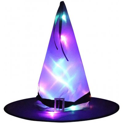Čarodějnický klobouk s LED světlem Fialový – Zboží Mobilmania