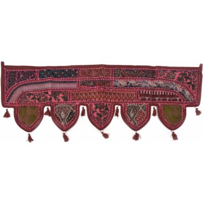 Sanu Babu Vínový závěs nad dveře s výšivkou a třásněmi, 103x36cm (2D) – Zboží Mobilmania