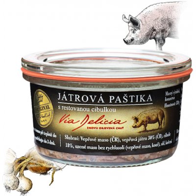 Via Delicia Játrová paštika s restovanou cibulkou 130 g – Zboží Dáma