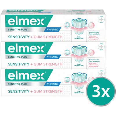 Elmex Sensitive Sensitivity + Gum Strenght Whitening 3 × 75 ml – Hledejceny.cz