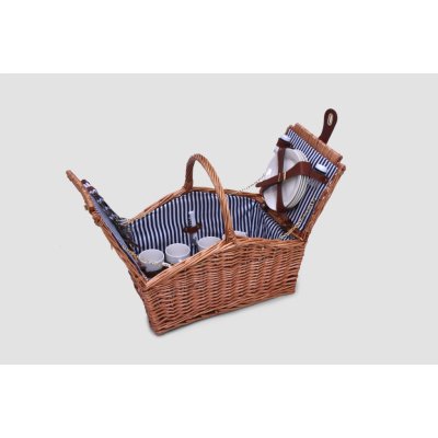 Vingo Hnědý proutěný piknikový koš pro 4 – 47 x 33 cm – Zboží Mobilmania