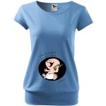 Těhotenské tričko Haloo mamí slyšíš mě? světle modrá – Zboží Mobilmania