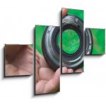 Obraz 4D čtyřdílný - 120 x 90 cm - Mobile lenses on a green lawn. Mobilní čočky na zeleném trávníku. – Zboží Mobilmania