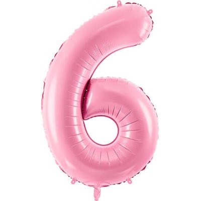 Fóliový balónek číslo 6 SVĚTLE RŮŽOVÝ 86 cm – Sleviste.cz