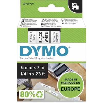 DYMO páska D1 6mm x 7m, černá na bílé, 43613, S0720780 – Zboží Mobilmania