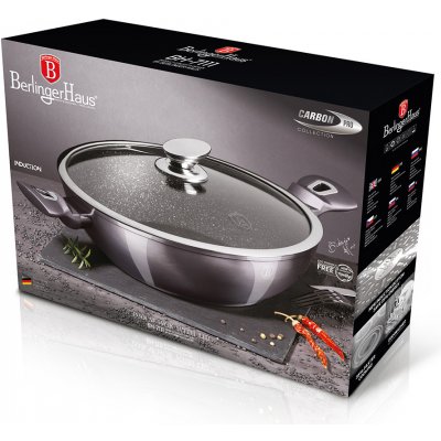 BerlingerHaus WOK pánev s mramorovým povrchem a poklicí METALLIC LINE CARBON PRO EDITION 30 cm – Zboží Mobilmania