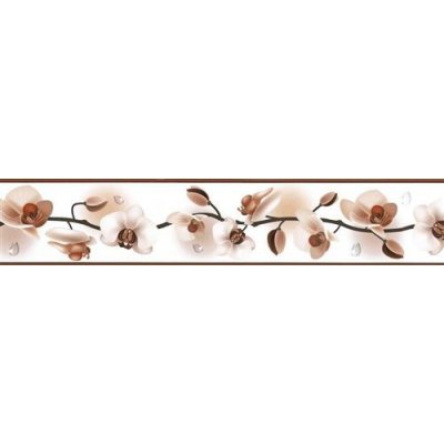 IMPOL TRADE D 58-030-1 Samolepící bordura květy orchidejí hnědé, rozměr 5 m x 5,8 cm – Sleviste.cz