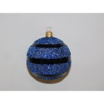 ONREX Vánoční ozdoba skleněná koule modrá proužky pr. 8 cm – Hledejceny.cz