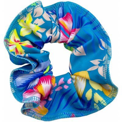 Scrunchie gumička VFstyle květy modrá