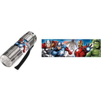 EUROSWAN Dětská LED baterka Avengers stříbrná Hliník, Plast, 9x2,5 cm