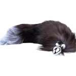 Sunfo kovový anální kolík s liščím ocasem stříbrno černý – Zboží Dáma