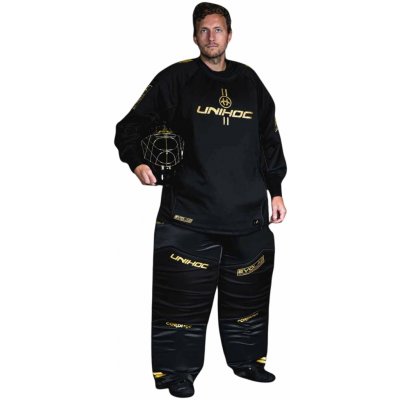 Unihoc ALPHA EVOLAB set with HELMET black/gold – Sleviste.cz