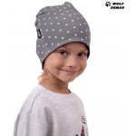 dětská čepice bavlněná oboustranná černá/šedá s puntíky – Zboží Dáma
