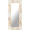 Zrcadlo zahrada-XL bílé 110 x 50 cm masivní mangovníkové dřevo
