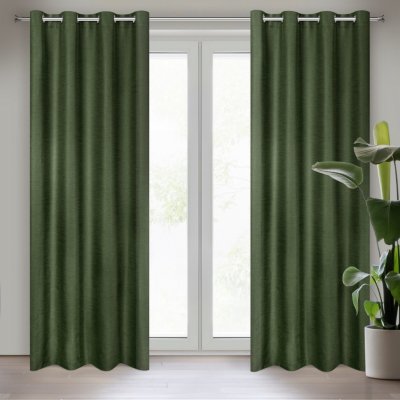 EUROFIRANY ZÁVĚS NA KROUŽCÍCH STYLE 140X250 CM TMAVĚZELENÁ – Sleviste.cz