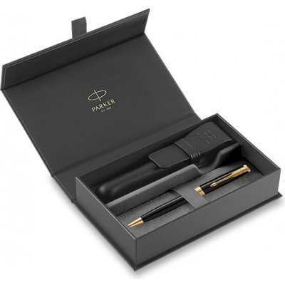 Parker Sonnet Black GT kuličkové pero dárková kazeta s koženým pouzdrem – Zboží Mobilmania