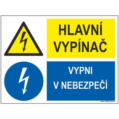 Hlavní vypínač / Vypni v nebezpečí samolepící vinylová fólie 100x150 mm – Zboží Dáma