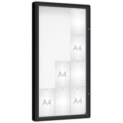 PROCITY Venkovní vitrína model 2000, 12 x A4, sklo, černá – Zboží Živě
