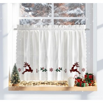 Dekorační krátká vánoční vitrážová záclona do kuchyně DEER 60x100 cm MyBestHome – Zboží Dáma