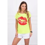 Dámské tričko s potiskem rtů MI8985 neonově žluté – Zbozi.Blesk.cz