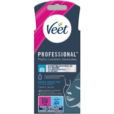 Veet voskové pásky na obličej citlivá pokožka mandlový olej/vůně chrpy 40 ks – Hledejceny.cz