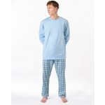 Gina pánské pyžamo dlouhé pánské šité s potiskem pyžama 2025 79189P pomnenková bílá – Zbozi.Blesk.cz