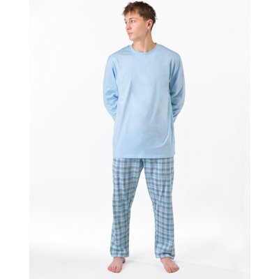 Gina pánské pyžamo dlouhé pánské šité s potiskem pyžama 2025 79189P pomnenková bílá – Zbozi.Blesk.cz