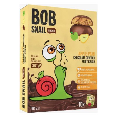 Bob Snail Šnek Bob Ovocná pochoutka v mléčné čokoládě jablko a hruška 100 g – Hledejceny.cz
