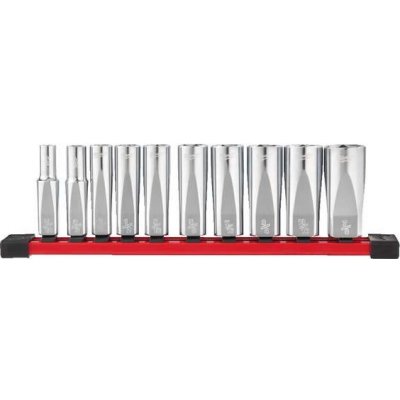 Milwaukee 4932492510 Nástrčné hlavice 3/8" šestihran 5/16 ÷ 7/8" - chromované, prodloužené, palcové (Sada 10 dílů) – Zboží Mobilmania