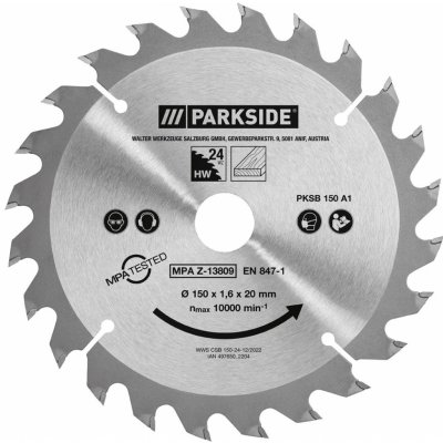 Kotouč Pila na dřevo 150x20x1,6mm 24 zubů PKSB 150 A1 PARKSIDE – Zboží Dáma