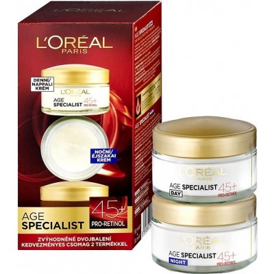 L'Oréal Paris Age Specialist 45+ denní + noční krém 2 x 50 ml dárková sada  od 263 Kč - Heureka.cz