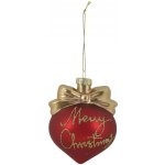 Červená skleněná vánoční baňka s mašlí Merry Christmas – Ø 8*10 cm - Chic Antique – Hledejceny.cz