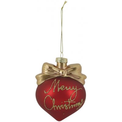 Červená skleněná vánoční baňka s mašlí Merry Christmas – Ø 8*10 cm - Chic Antique – Hledejceny.cz