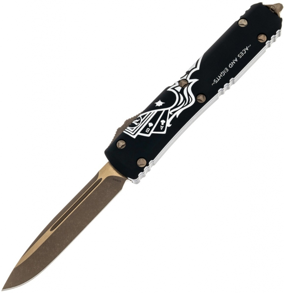 Microtech Ultratech Apocalyptic Deadman\'s Hand Engraving 121-13DMS