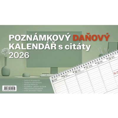 Stolní kalendář poznámkový daňový s citáty 2026 – Zboží Dáma