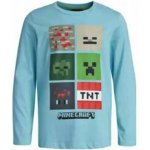 MOJANG official product Dětské bavlněné tričko Minecraft dlouhý rukáv, světle modrá – Zboží Dáma