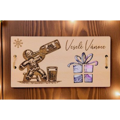 Dekorace z Řečice Dárková dřevěná karta/přání na peníze k Vánocům perník – Zboží Dáma