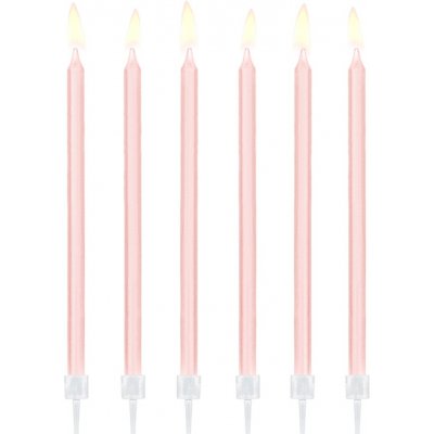 PartyDeco Dlouhé svíčky na dort SVĚTLE RŮŽOVÉ 14 cm – Zbozi.Blesk.cz