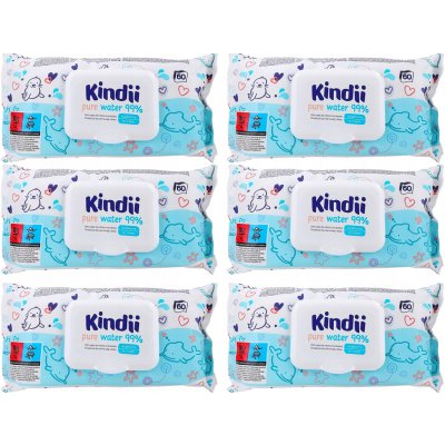 Kindii Pure Vlhčené ubrousky 6 x 60 ks – Hledejceny.cz