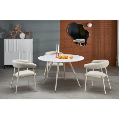 Halmar Kulatý jídelní stůl ARAMIS 120 teracotový bílý – Zboží Mobilmania