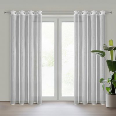 EUROFIRANY ZÁCLONA NA KROUŽCÍCH SYLVIA 135X250 CM BÍLÁ – Zboží Mobilmania