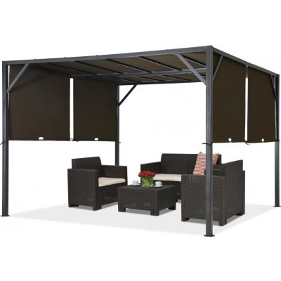 Garden Point Santorini 4 x 4 m hnědá kovová terasová pergola – Zbozi.Blesk.cz