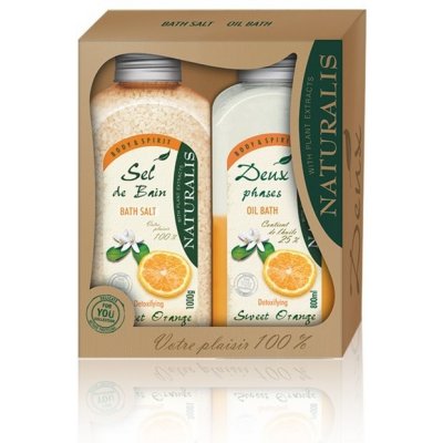 Naturalis Sweet Orange koupelová sůl 1 kg + dvousložková pěna do koupele 800 ml dárková sada – Zboží Mobilmania