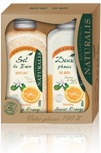 Naturalis Sweet Orange koupelová sůl 1 kg + dvousložková pěna do koupele 800 ml dárková sada