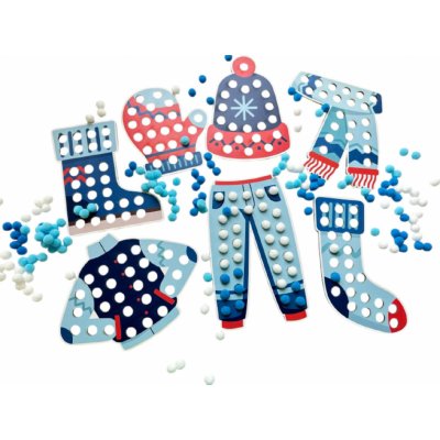 SADA ZIMNÍ OBLEČENÍ modré s bambulkami – Sleviste.cz