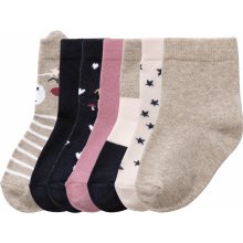Lupilu Dívčí ponožky s BIO bavlnou, 7 párů růžová / béžová / námořnická modrá